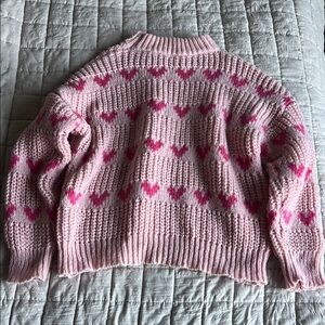 Pink Heart Pattern Sweater